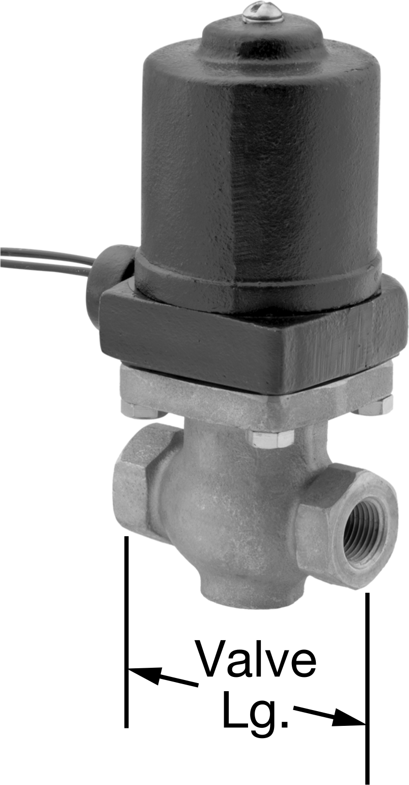 Buhar için Bronz Gövdeli Solenoid Açma/Kapama Vanası, Cam Dolgulu PTFE Conta, 1/2 NPT Dişi, 90 Maksimum PSI