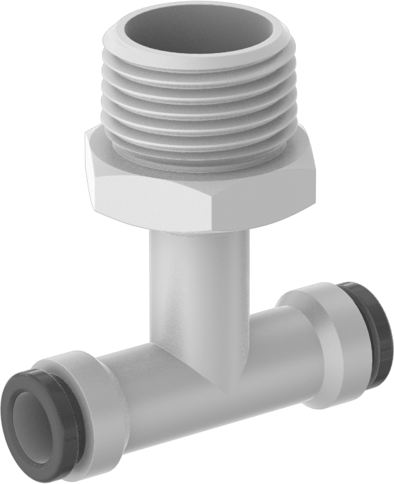 Sıcak İçme Suyu Push-to-Connect Bağlantı Elemanı, Döner Hat Üstü T, 1/4" Boru Dış Çapı x 3/8 NPTF Erkek için