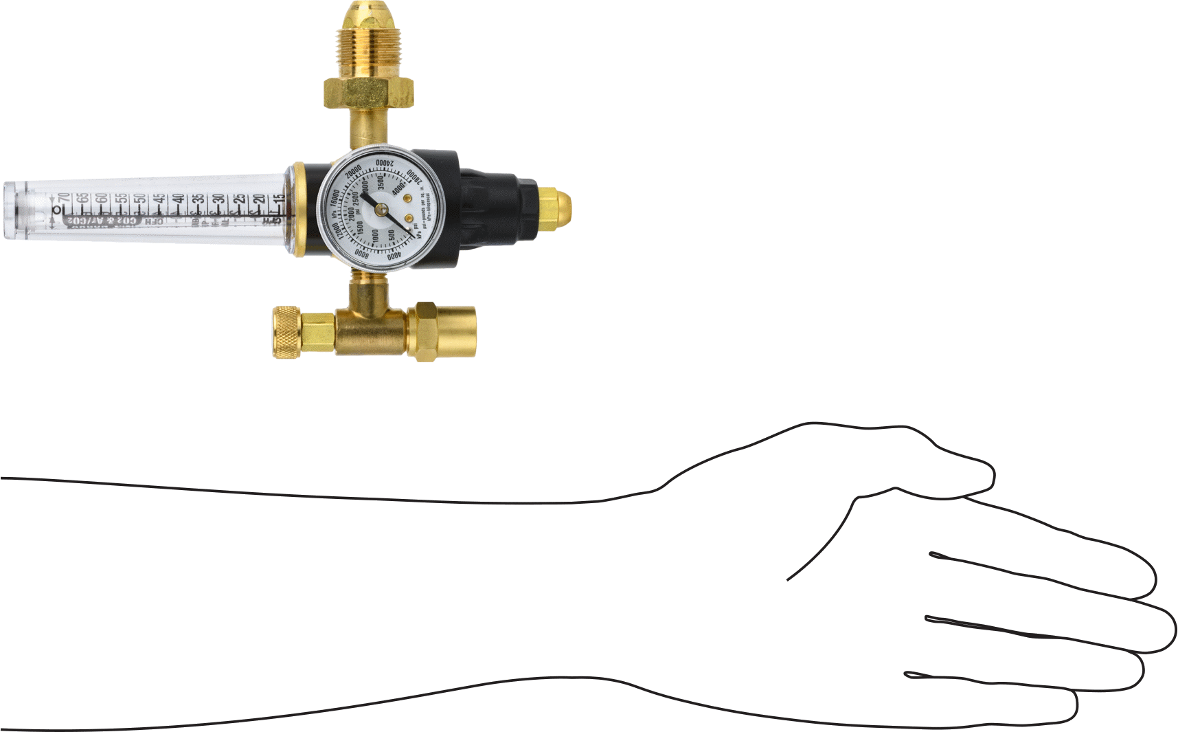 Easy-Read Tank Üstü Basınç Düzenleme Vanası, Argon ve Argon/CO2 Karışımı için 1 adet Akış Ölçer ile, CGA 580