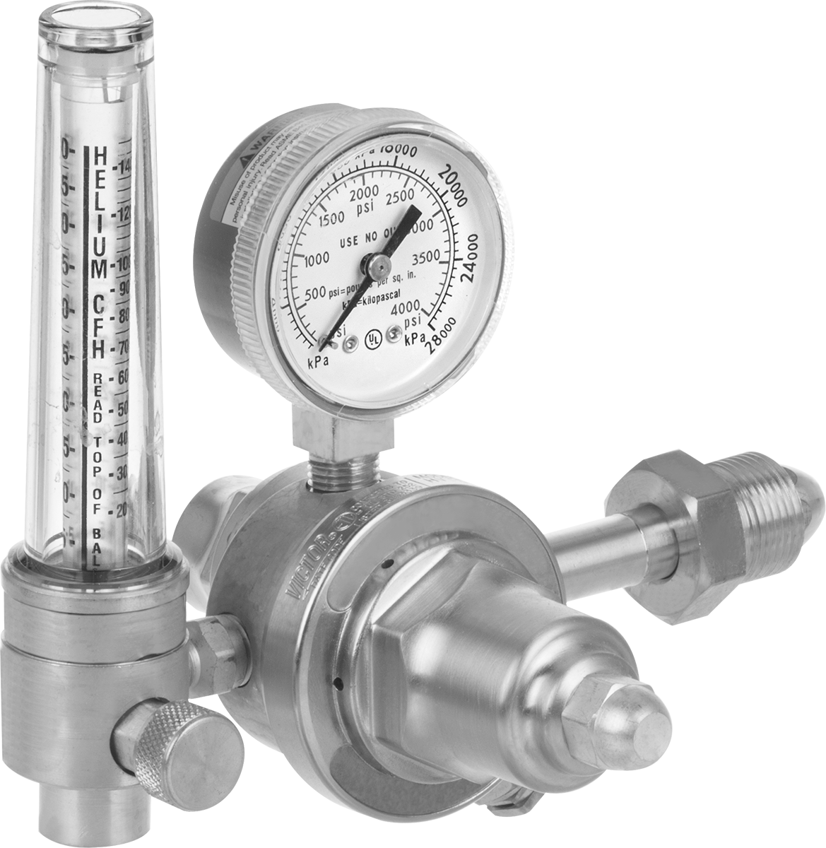 Easy-Read Tank Üstü Basınç Düzenleme Vanası, Argon ve Helyum için 1 Akış Ölçer ile, 0-3000 PSI, 2 Stage