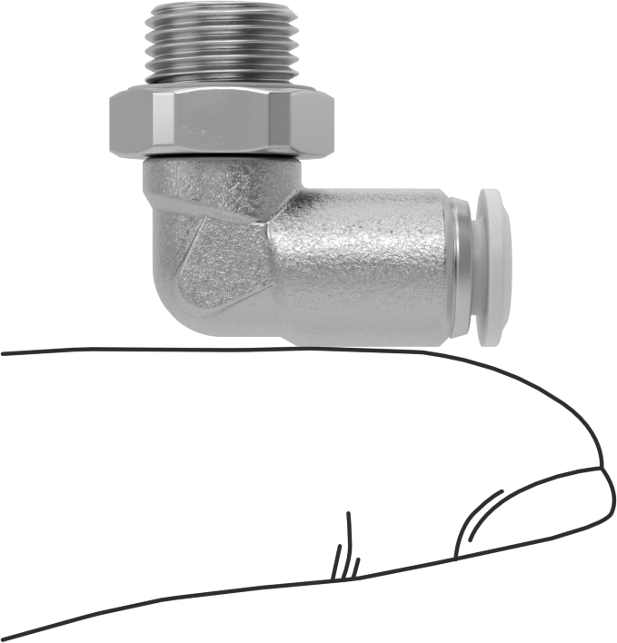 Nikel Kaplı Pirinç Bas-Bağlan Bağlantı Elemanı, 90 Derece Döner Dirsek, 4 mm Boru Dış Çapı x 1/8 BSPP Erkek