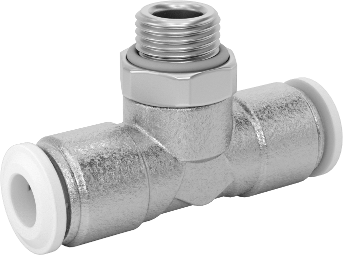 Nikel Kaplı Pirinç Bas-Bağlan Bağlantı Elemanı, Döner Başlıklı Hat Üstü T, 6 mm Boru Dış Çapı x 1/8 BSPP Erkek için