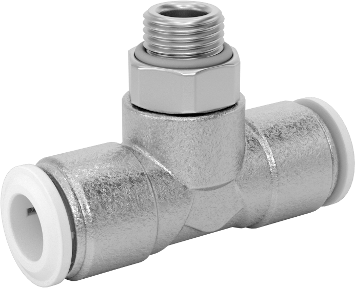 Nikel Kaplı Pirinç Bas-Bağlan Bağlantı Elemanı, Döner Başlıklı Hat Üstü T, 8 mm Boru Dış Çapı x 1/8 BSPP Erkek için