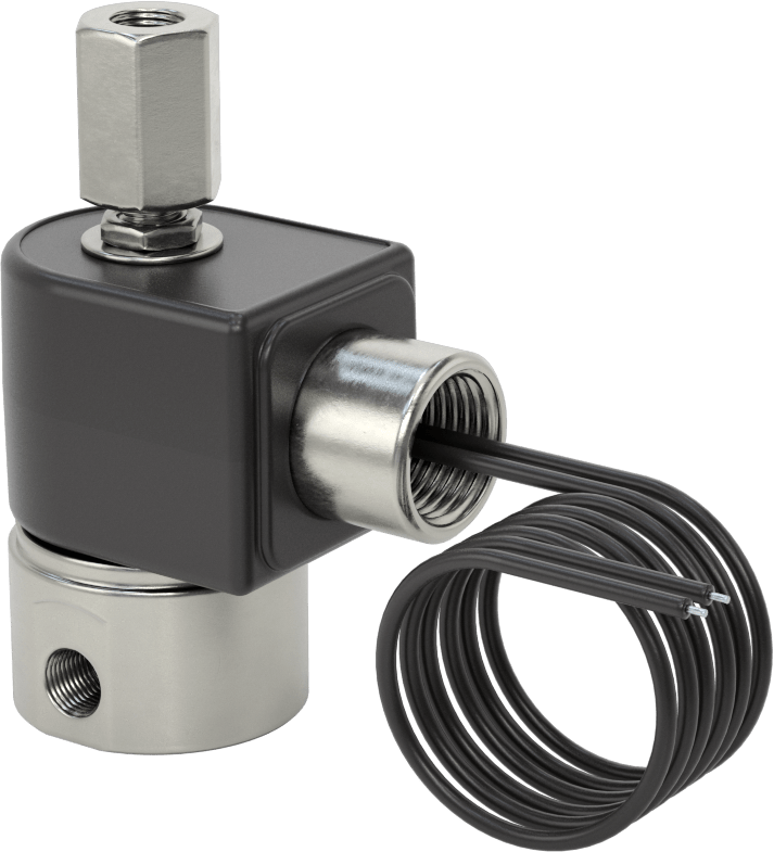 Egzoz Portlu 430 Paslanmaz Çelik Kompakt Solenoid Valf, Normalde Kapalı, 120V AC, 1/8 NPT Dişi, 90 Maksimum PSI