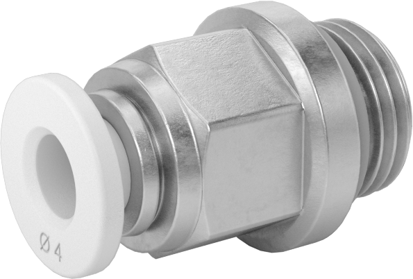 Yüksek Sıcaklık Push-to-Connect Bağlantı Elemanı, Düz Adaptör, 4 mm Boru Dış Çapı x 1/8 BSPP Erkek