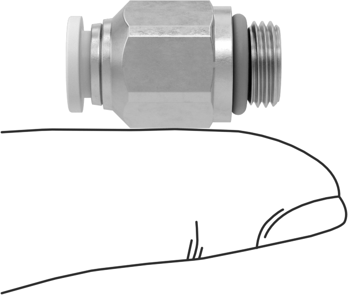 Yüksek Sıcaklık Push-to-Connect Bağlantı Elemanı, Düz Adaptör, 6 mm Boru Dış Çapı x 1/8 BSPP Erkek için