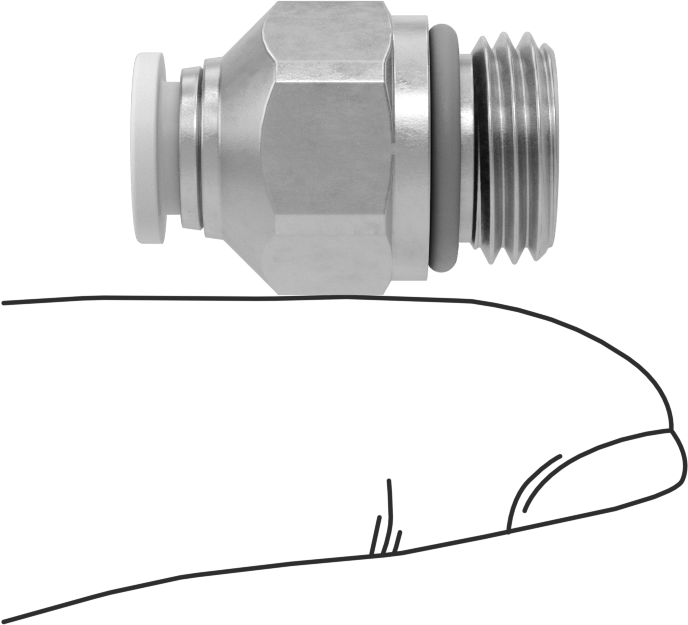 Yüksek Sıcaklık Push-to-Connect Bağlantı Elemanı, Düz Adaptör, 6 mm boru dış çapı x 1/4 BSPP erkek