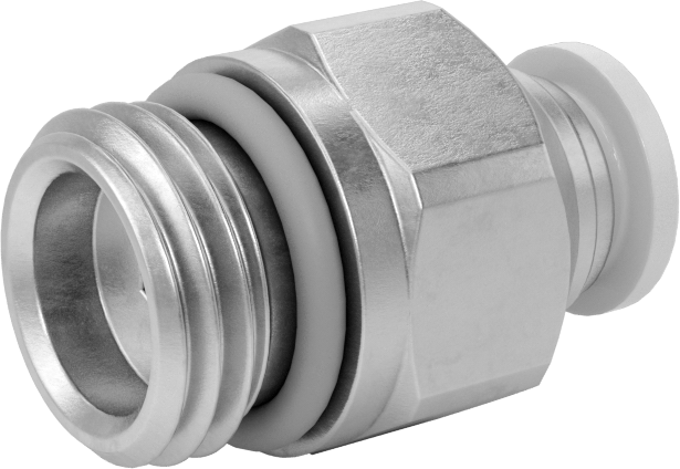 Yüksek Sıcaklık Push-to-Connect Bağlantı Elemanı, Düz Adaptör, 6 mm boru dış çapı x 1/4 BSPP erkek