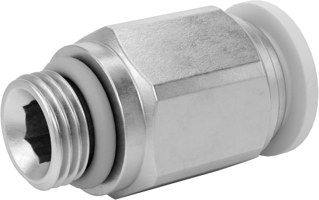 Yüksek Sıcaklık Push-to-Connect Bağlantı Elemanı, Düz Adaptör, 8 mm Boru Dış Çapı x 1/8 BSPP Erkek için