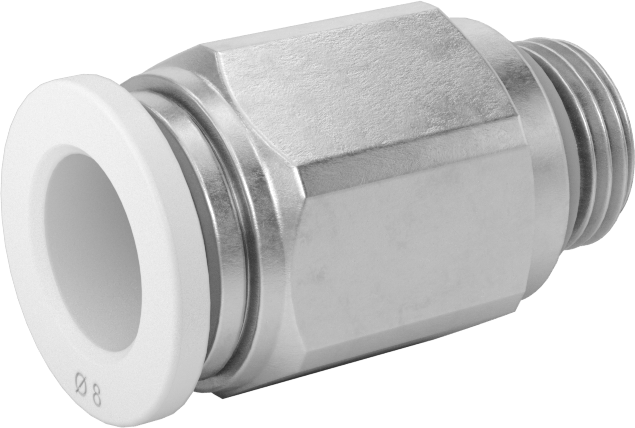 Yüksek Sıcaklık Push-to-Connect Bağlantı Elemanı, Düz Adaptör, 8 mm Boru Dış Çapı x 1/8 BSPP Erkek için