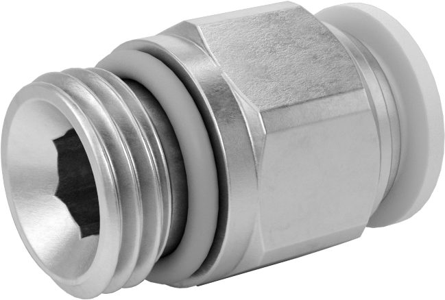 Yüksek Sıcaklık Push-to-Connect Bağlantı Elemanı, Düz Adaptör, 8 mm Boru Dış Çapı x 1/4 BSPP Erkek için