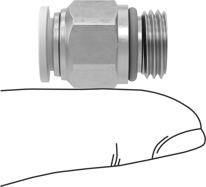 Yüksek Sıcaklık Push-to-Connect Bağlantı Elemanı, Düz Adaptör, 8 mm Boru Dış Çapı x 1/4 BSPP Erkek için