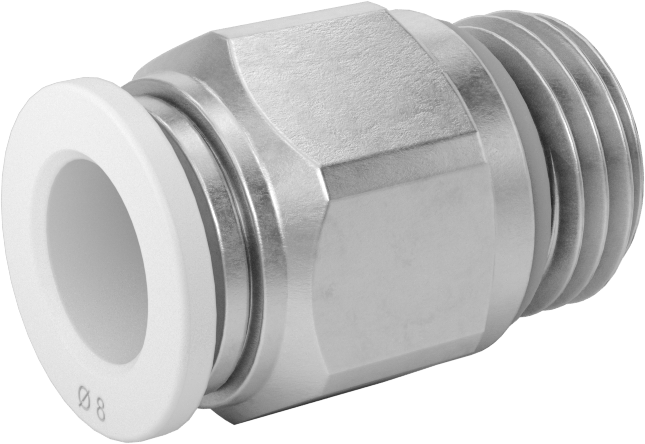 Yüksek Sıcaklık Push-to-Connect Bağlantı Elemanı, Düz Adaptör, 8 mm Boru Dış Çapı x 1/4 BSPP Erkek için