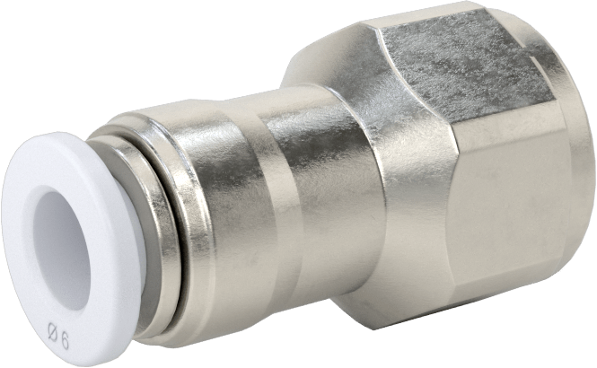 Yüksek Sıcaklık Push-to-Connect Bağlantı Elemanı, Düz Adaptör, 6 mm Boru Dış Çapı x 1/4 BSPP Dişi için