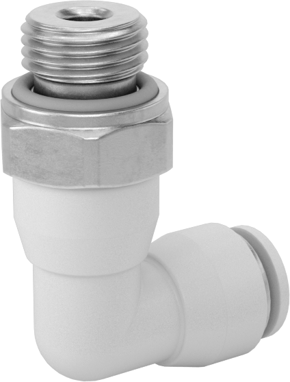 Yüksek Sıcaklık Push-to-Connect Bağlantı Elemanı, 90 Derece Adaptör, 4 mm Boru Dış Çapı x 1/8 BSPP Erkek