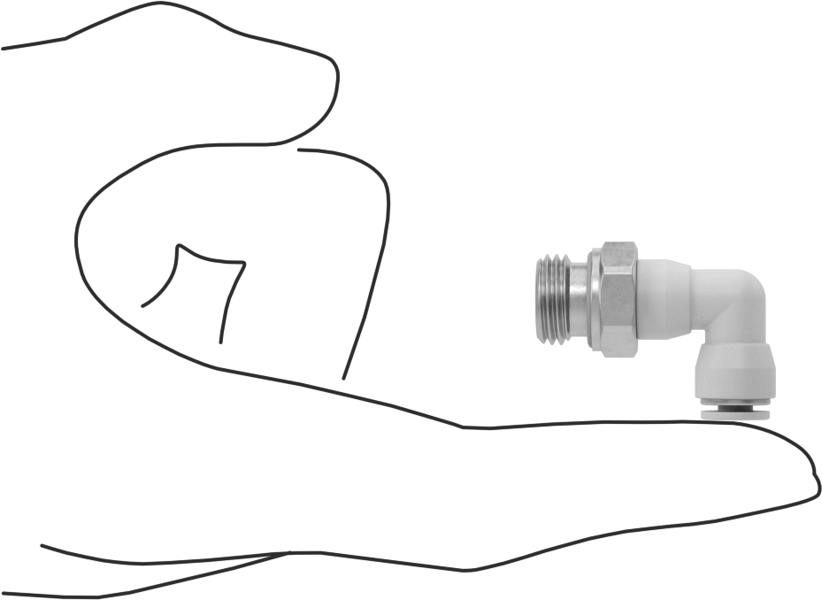 Yüksek Sıcaklık Push-to-Connect Bağlantı Elemanı, 90 Derece Adaptör, 4 mm Boru Dış Çapı x 1/4 BSPP Erkek için