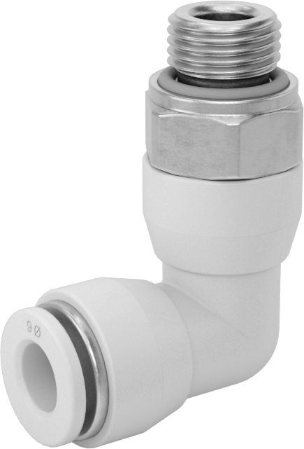 Yüksek Sıcaklık Push-to-Connect Bağlantı Elemanı, 90 Derece Adaptör, 6 mm Boru Dış Çapı x 1/8 BSPP Erkek için