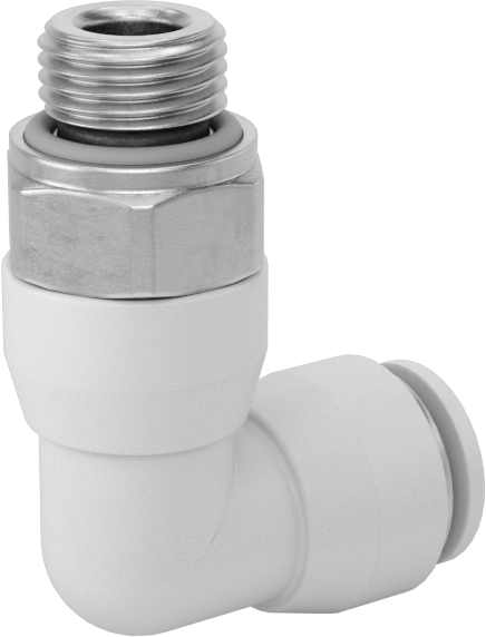 Yüksek Sıcaklık Push-to-Connect Bağlantı Elemanı, 90 Derece Adaptör, 6 mm Boru Dış Çapı x 1/8 BSPP Erkek için