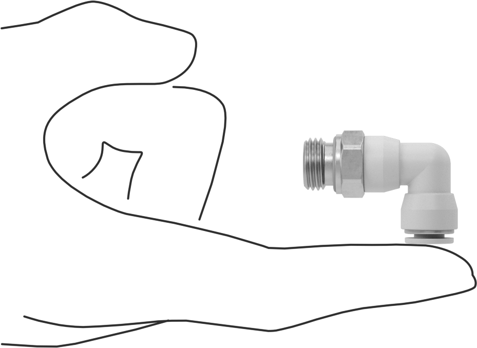 Yüksek Sıcaklık Push-to-Connect Bağlantı Elemanı, 90 Derece Adaptör, 6 mm boru dış çapı x 1/4 BSPP erkek