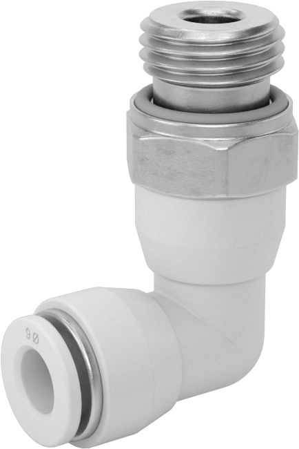 Yüksek Sıcaklık Push-to-Connect Bağlantı Elemanı, 90 Derece Adaptör, 6 mm boru dış çapı x 1/4 BSPP erkek