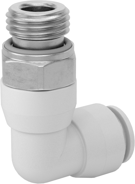 Yüksek Sıcaklık Push-to-Connect Bağlantı Elemanı, 90 Derece Adaptör, 8 mm Boru Dış Çapı x 1/4 BSPP Erkek için