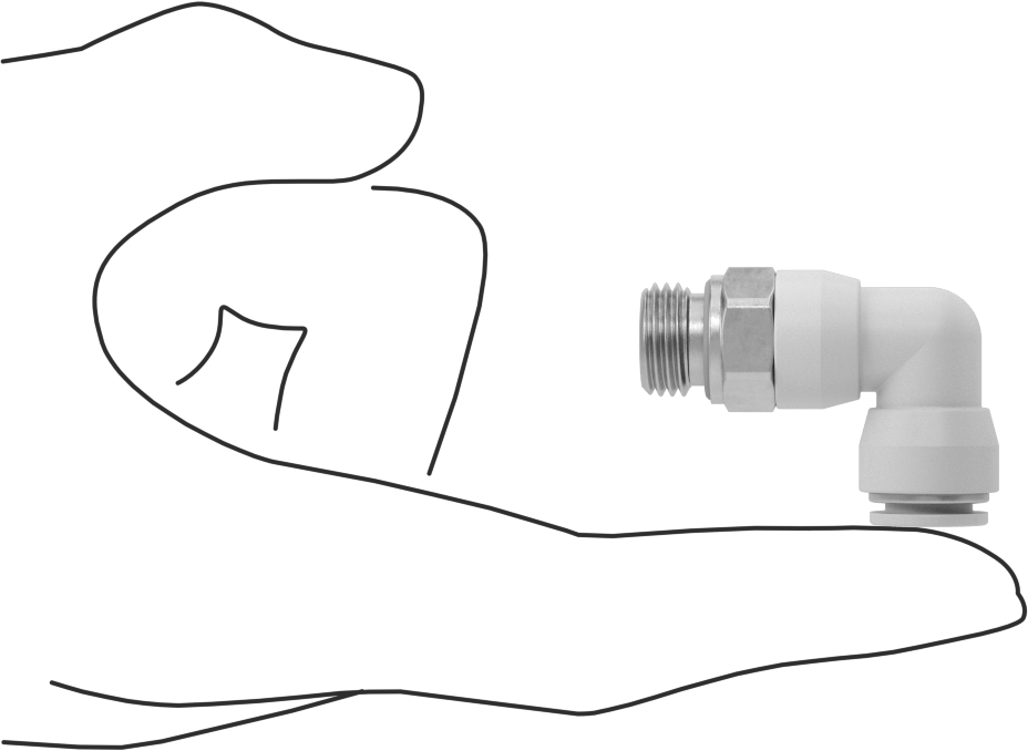 Yüksek Sıcaklık Push-to-Connect Bağlantı Elemanı, 90 Derece Adaptör, 8 mm Boru Dış Çapı x 1/4 BSPP Erkek için