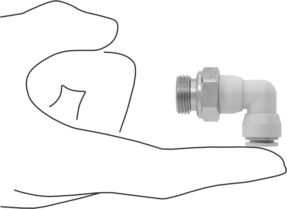Yüksek Sıcaklık Push-to-Connect Bağlantı Elemanı, 90 Derece Adaptör, 8 mm Boru Dış Çapı x 3/8 BSPP Erkek için