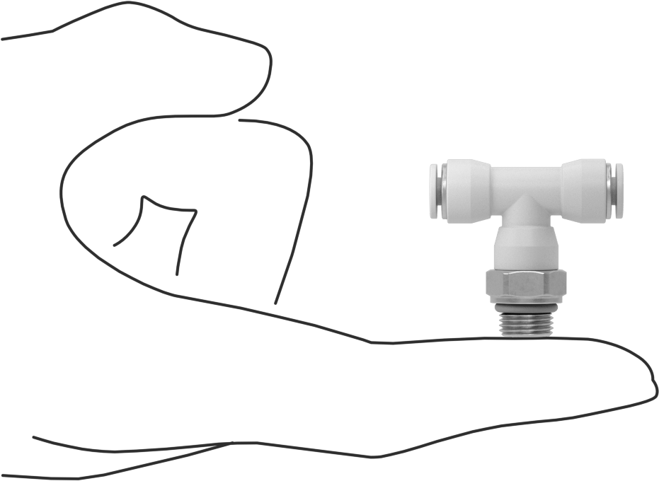Yüksek Sıcaklık Push-to-Connect Bağlantı Elemanı, Hat Üstü T Adaptörü, 4 mm Boru Dış Çapı x 1/8 BSPP Erkek için