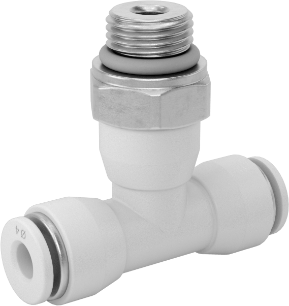 Yüksek Sıcaklık Push-to-Connect Bağlantı Elemanı, Hat Üstü T Adaptörü, 4 mm Boru Dış Çapı x 1/8 BSPP Erkek için