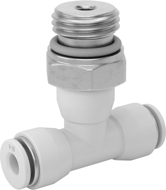 Yüksek Sıcaklık Push-to-Connect Bağlantı Elemanı, Hat Üstü T Adaptörü, 4 mm Boru Dış Çapı x 1/4 BSPP Erkek için