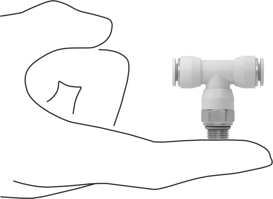 Yüksek Sıcaklık Push-to-Connect Bağlantı Elemanı, Hat Üstü T Adaptörü, 6 mm Boru Dış Çapı x 1/8 BSPP Erkek