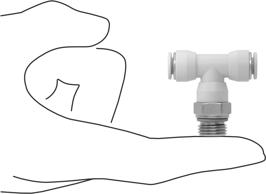 Yüksek Sıcaklık Push-to-Connect Bağlantı Elemanı, Hat Üstü T Adaptörü, 6 mm Boru Dış Çapı x 1/4 BSPP Erkek