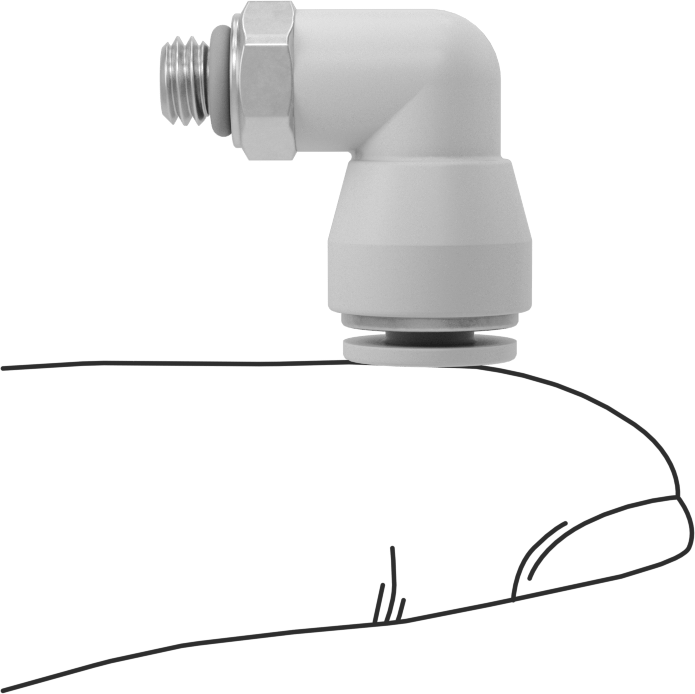 Yüksek Sıcaklık Push-to-Connect Bağlantı Elemanı, 90 Derece Döner Dirsek, 4 mm Boru Dış Çapı için, M5 x 0,8 mm Erkek