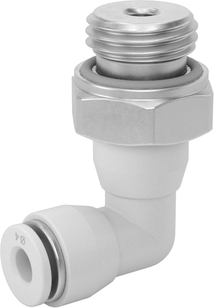 Yüksek Sıcaklık Push-to-Connect Bağlantı Elemanı, 90 Derece Döner Dirsek, 4 mm Boru Dış Çapı x 1/4 BSPP Erkek için
