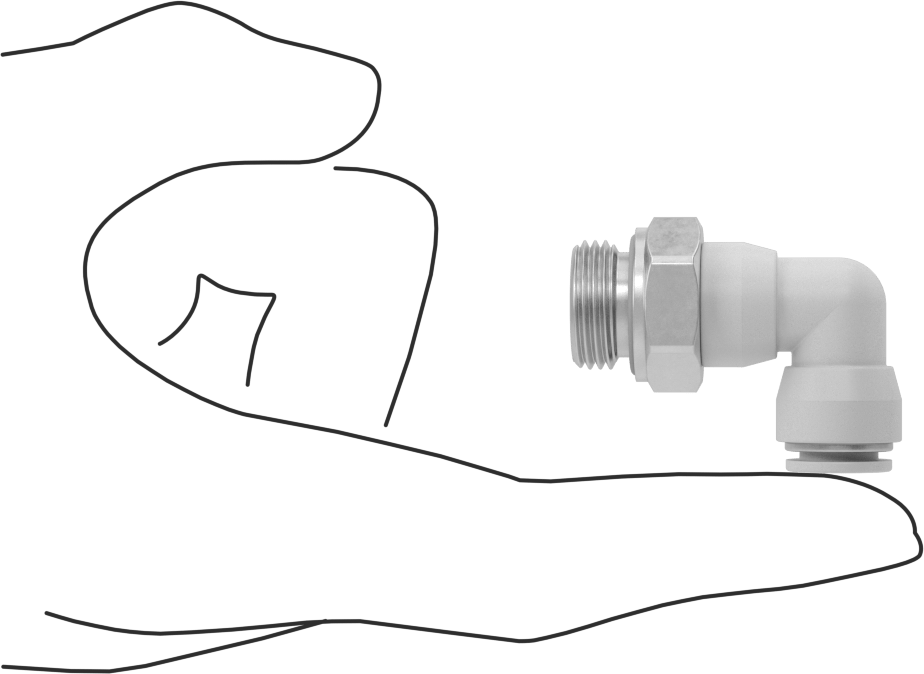 Yüksek Sıcaklık Push-to-Connect Bağlantı Elemanı, 90 Derece Döner Dirsek, 8 mm Boru Dış Çapı x 3/8 BSPP Erkek için