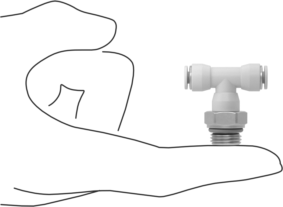 Yüksek Sıcaklık Push-to-Connect Bağlantı Elemanı, Hat Üstü Döner T, 4 mm Boru Dış Çapı x 1/4 BSPP Erkek için