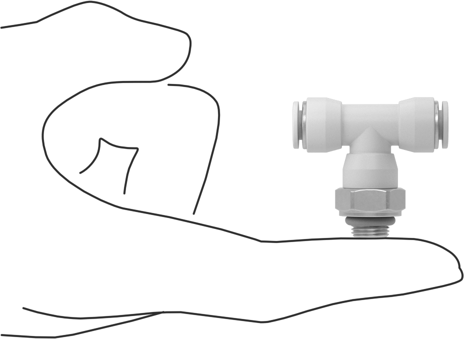 Yüksek Sıcaklık Push-to-Connect Bağlantı Elemanı, Hat Üstü Döner T, 6 mm Boru Dış Çapı x 1/8 BSPP Erkek için