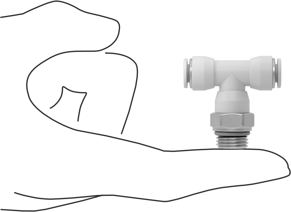 Yüksek Sıcaklık Push-to-Connect Bağlantı Elemanı, Hat Üstü Döner T, 6 mm boru dış çapı x 1/4 BSPP erkek
