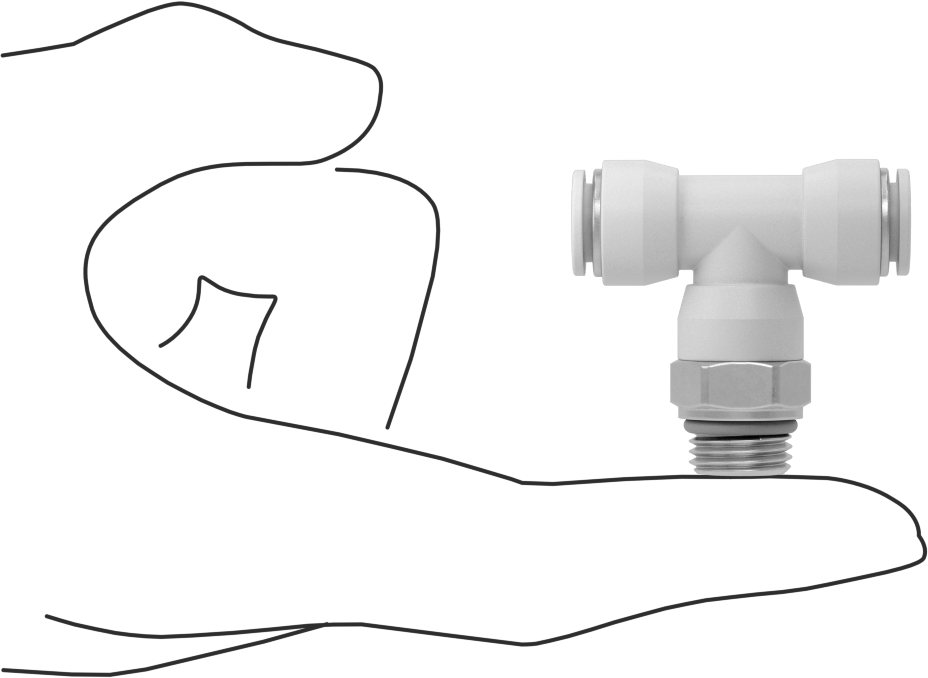 Yüksek Sıcaklık Push-to-Connect Bağlantı Elemanı, Hat Üstü Döner T, 8 mm Boru Dış Çapı x 1/4 BSPP Erkek için