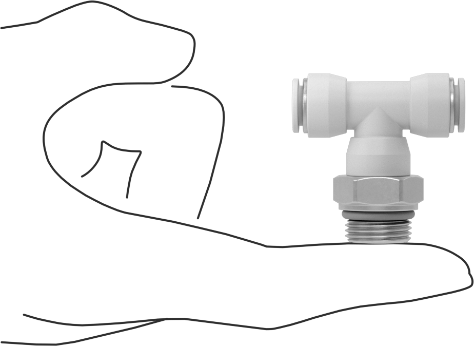 Yüksek Sıcaklık Push-to-Connect Bağlantı Elemanı, Hat Üstü Döner T, 8 mm Boru Dış Çapı x 3/8 BSPP Erkek için