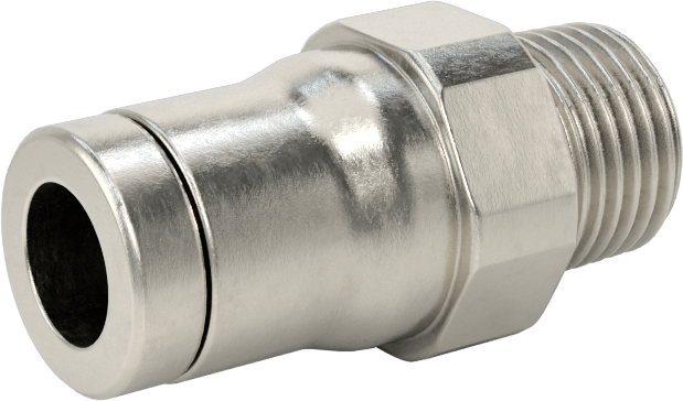 Gıda ve İçecek için Paslanmaz Çelik Push-to-Connect Bağlantı Parçası, 1/4" Boru Dış Çapı x 1/8 NPT Erkek için Düz Adaptör