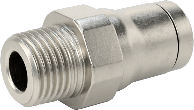 Gıda ve İçecek için Paslanmaz Çelik Push-to-Connect Bağlantı Parçası, 1/4" Boru Dış Çapı x 1/8 NPT Erkek için Düz Adaptör