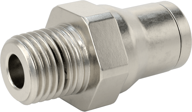 Gıda ve İçecek için Paslanmaz Çelik Push-to-Connect Bağlantı Parçası, 3/8" Boru Dış Çapı x 1/4 NPT Erkek için Düz Adaptör