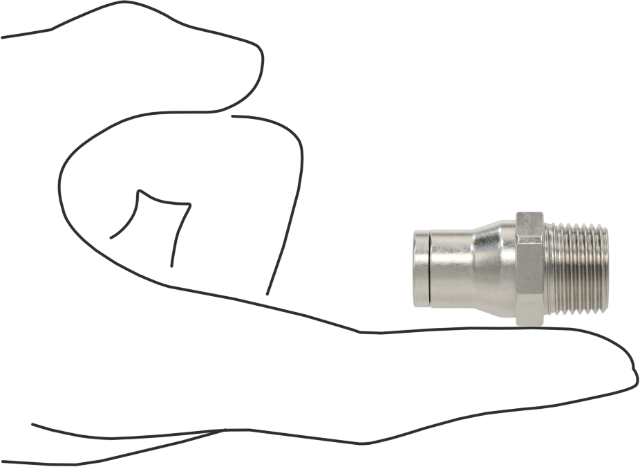 Gıda ve İçecek için Paslanmaz Çelik Push-to-Connect Bağlantı Parçası, 3/8" Boru Dış Çapı x 3/8 NPT Erkek için Düz Adaptör