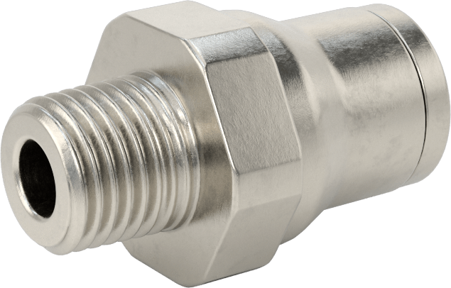 Gıda ve İçecek için Paslanmaz Çelik Push-to-Connect Bağlantı Parçası, 1/2" Dış Çaplı Boru x 1/4 NPT Erkek için Düz Adaptör