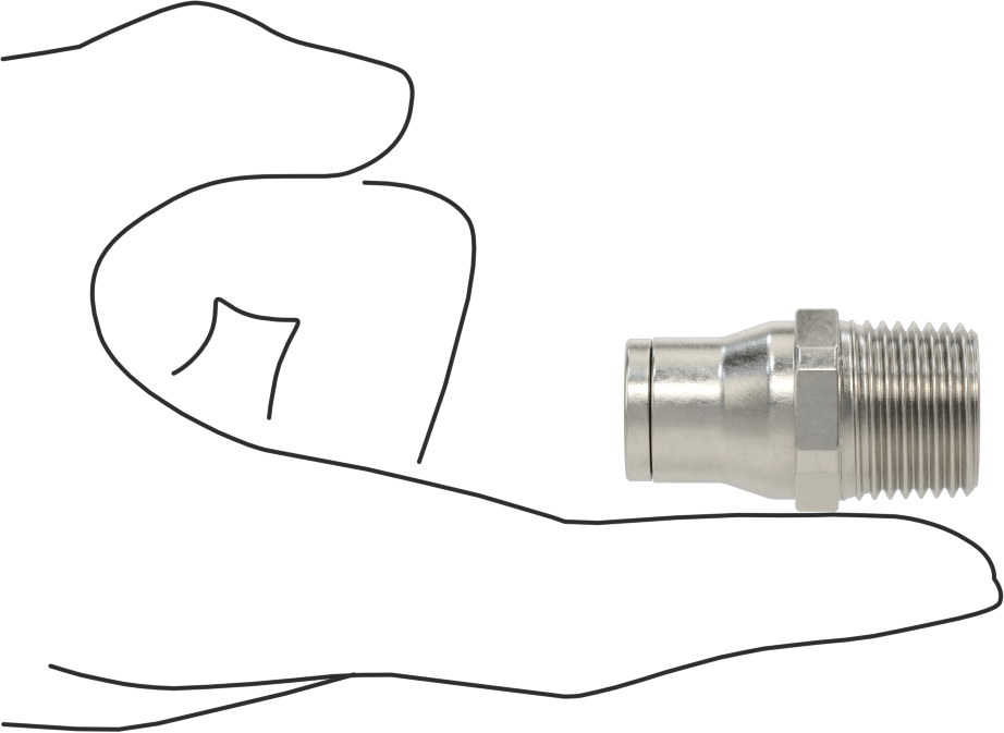 Gıda ve İçecek için Paslanmaz Çelik Push-to-Connect Bağlantı Parçası, 1/2" Boru Dış Çapı x 1/2 NPT Erkek için Düz Adaptör