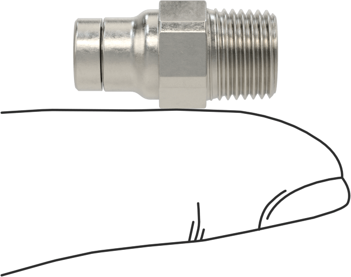 Gıda ve İçecek için Paslanmaz Çelik Push-to-Connect Bağlantı Parçası, 4 mm Boru Dış Çapı x 1/8 NPT Erkek için Düz Adaptör