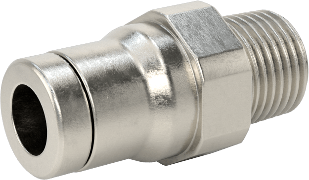 Gıda ve İçecek için Paslanmaz Çelik Push-to-Connect Bağlantı Parçası, 6 mm Boru Dış Çapı x 1/8 NPT Erkek için Düz Adaptör