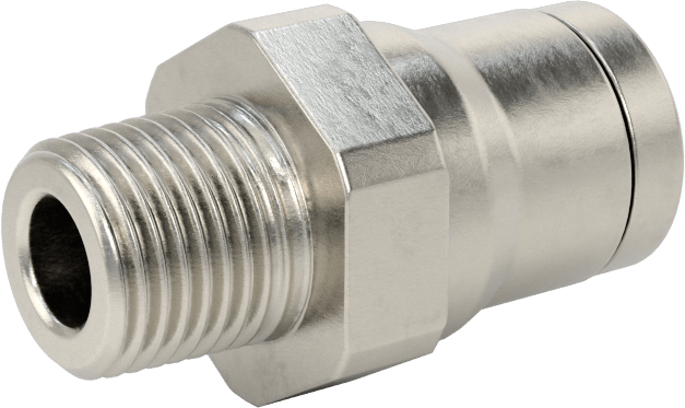 Gıda ve İçecek için Paslanmaz Çelik Push-to-Connect Bağlantı Parçası, 8 mm Boru Dış Çapı x 1/8 NPT Erkek için Düz Adaptör