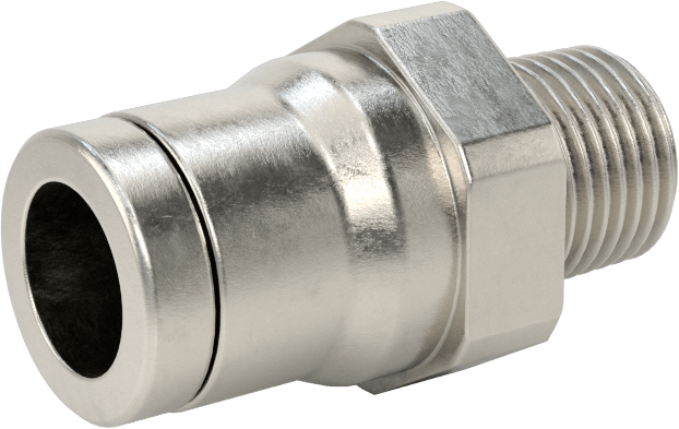 Gıda ve İçecek için Paslanmaz Çelik Push-to-Connect Bağlantı Parçası, 8 mm Boru Dış Çapı x 1/8 NPT Erkek için Düz Adaptör